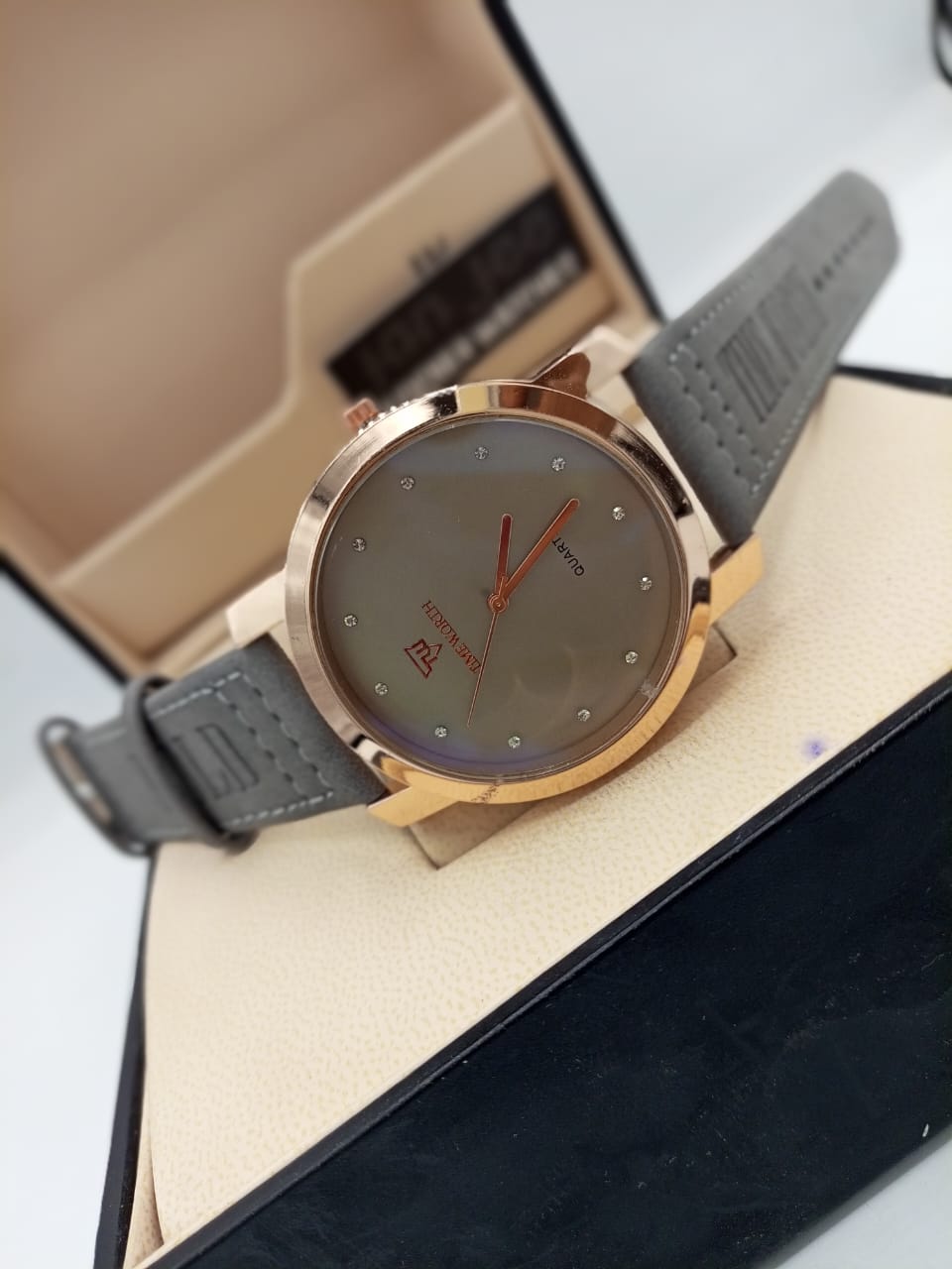 Timeworth Quartz Grey Round Dial Watch - Without Box