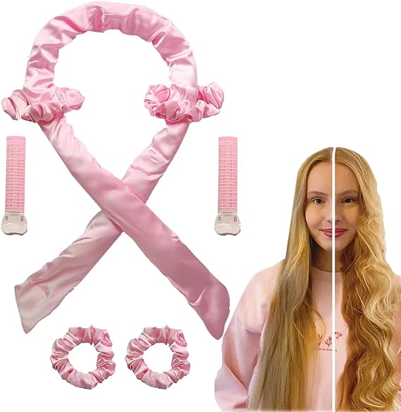 Heatless Curling Rod Headband - Hair Rollers for Long Hair Overnight,Magic Natural Ribbon Soft Hair Curler(random color)