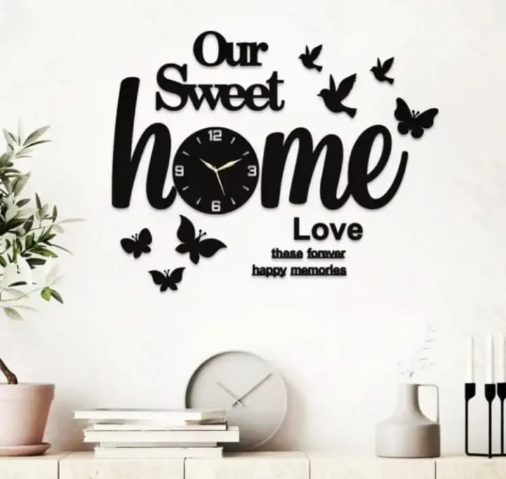 Wall Clock - Butterflies & Sweet Home 3D Wooden