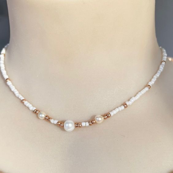 High Quality White & Golden Stone Pearl Ladies Choker Necklaces Ladies Haar - Necklace For Girls Unique Design -Wedding Necklace -Fashion Jewelry